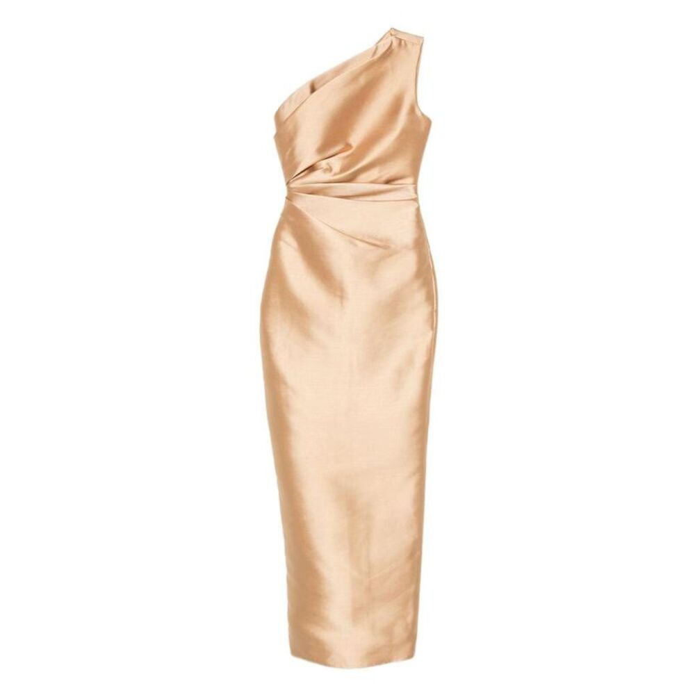 SOLACE LONDON Maxi Dress with Voluminous Sleeves Women Beige Dresses